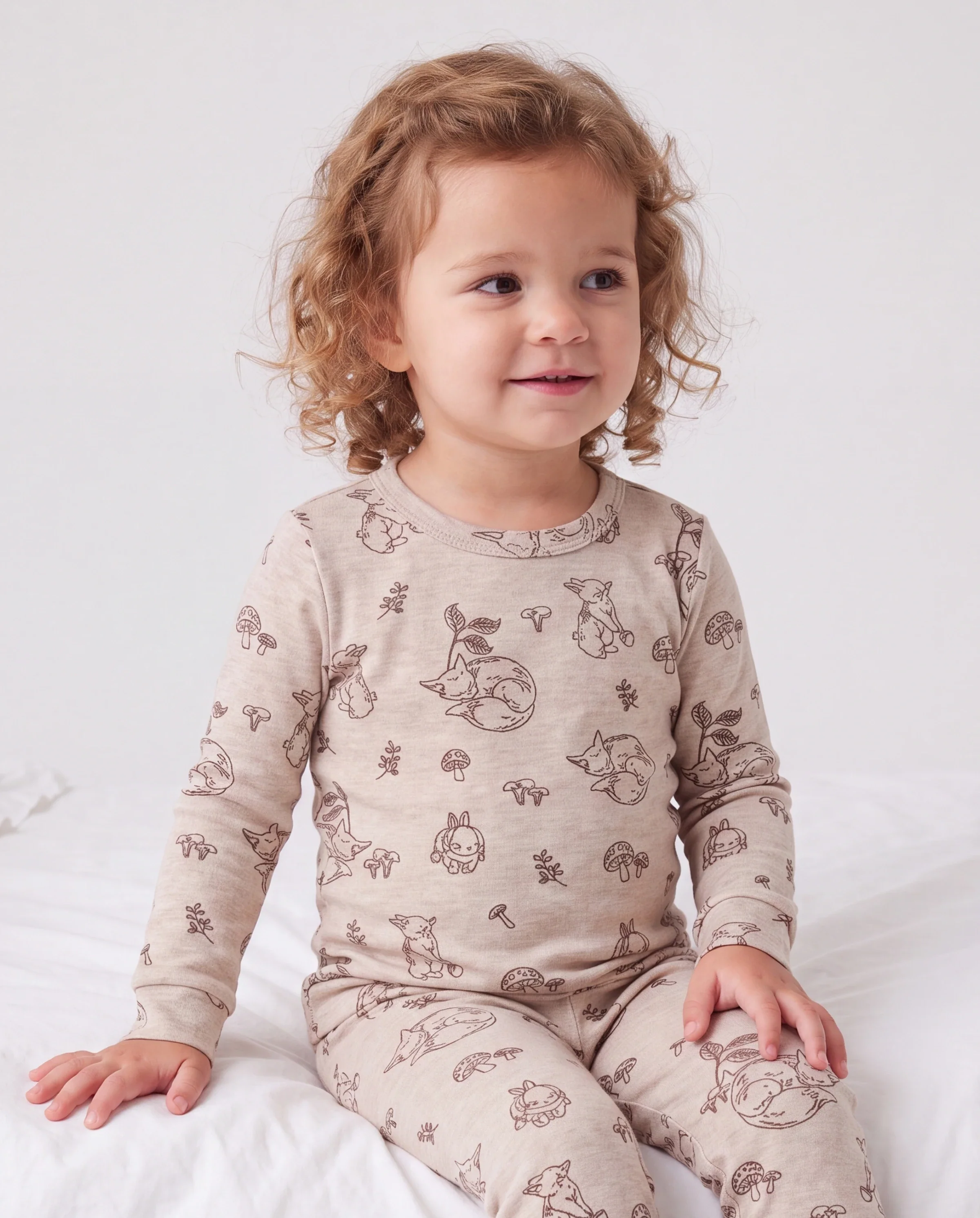 Toddler / Kids 2-piece Pajamas With Animal Print ( Snug-Fitting ) Apricot - Image 4