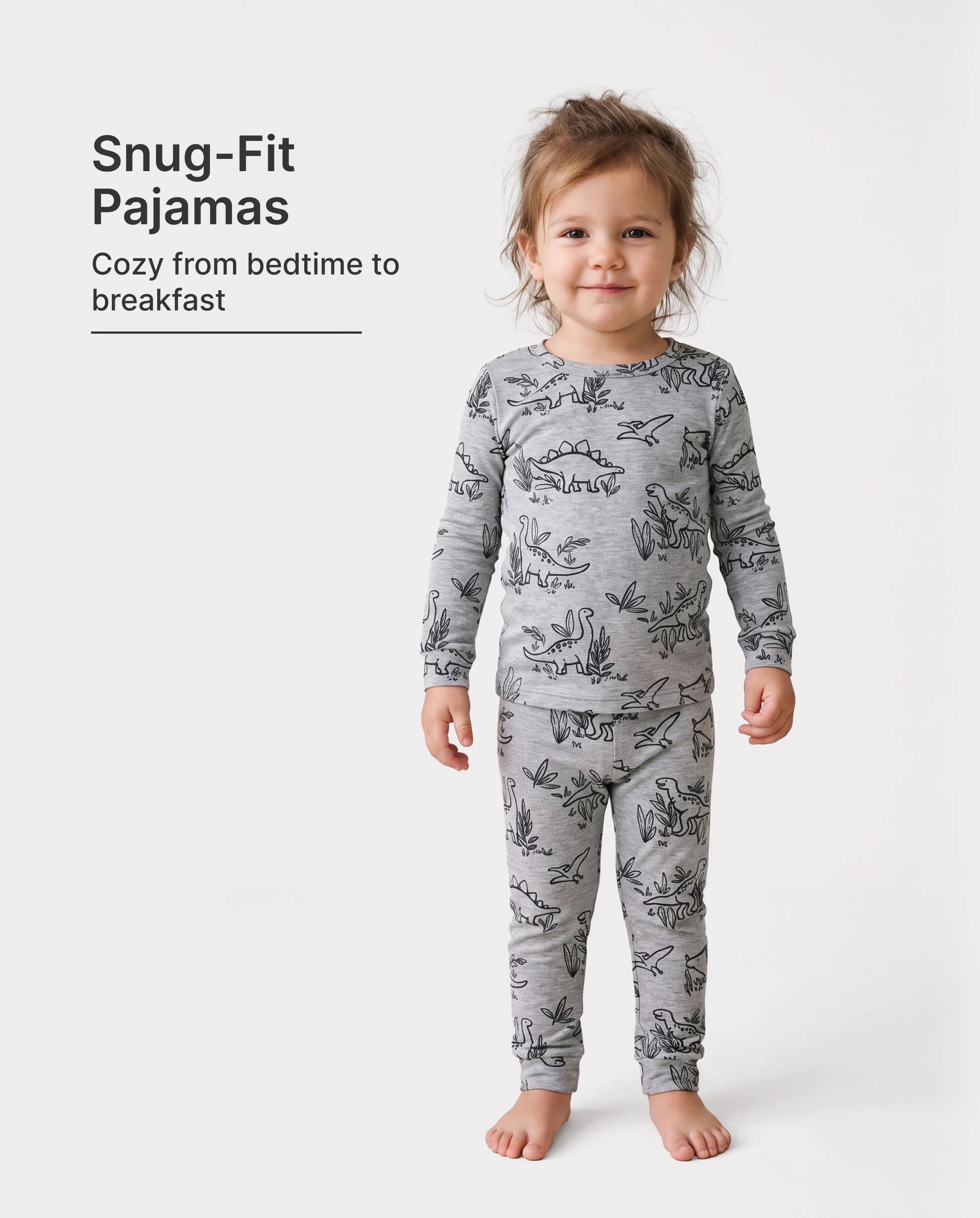Toddler / Kids 2-piece Pajamas With Animal Print ( Snug-Fitting ) Grey