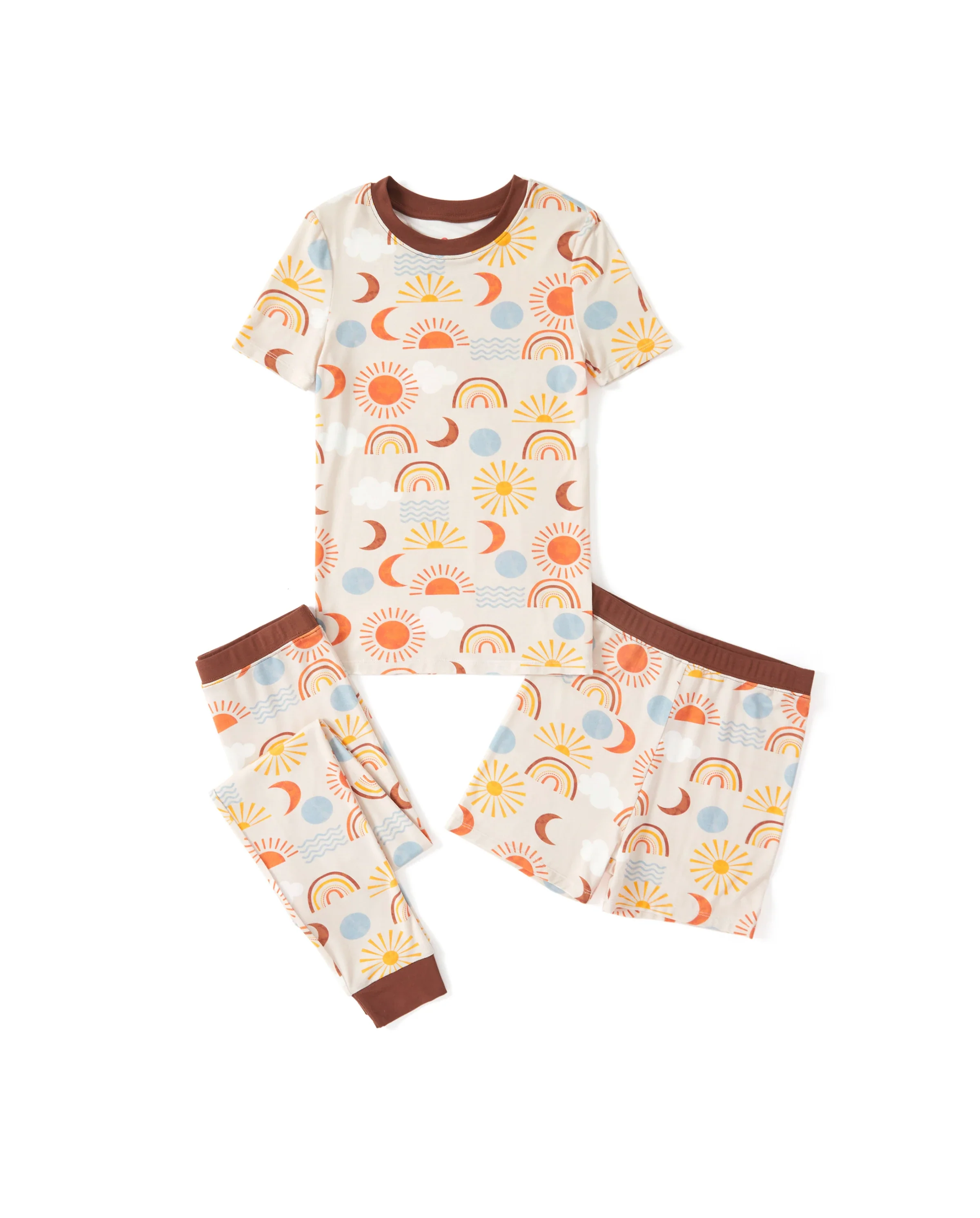 Toddler / Kids Christmas / Halloween Pajamas 3-Piece Bamboo Pajama Set 2-in-1 Look for 4 Seasons (Snug-Fitting) Apricot - Image 9
