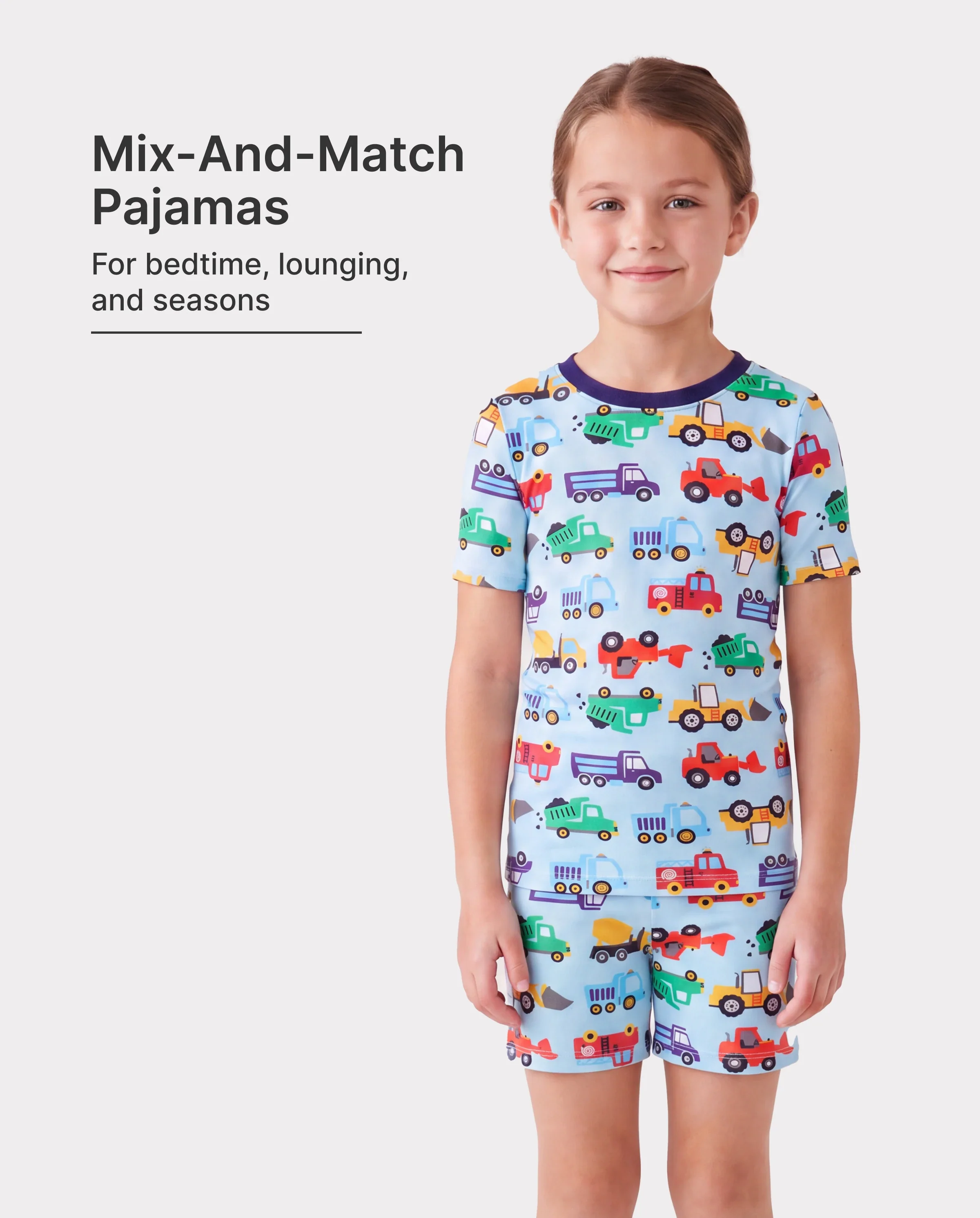 Toddler / Kids Christmas / Halloween Pajamas 3-Piece Bamboo Pajama Set 2-in-1 Look for 4 Seasons (Snug-Fitting) Light Blue - Image 2