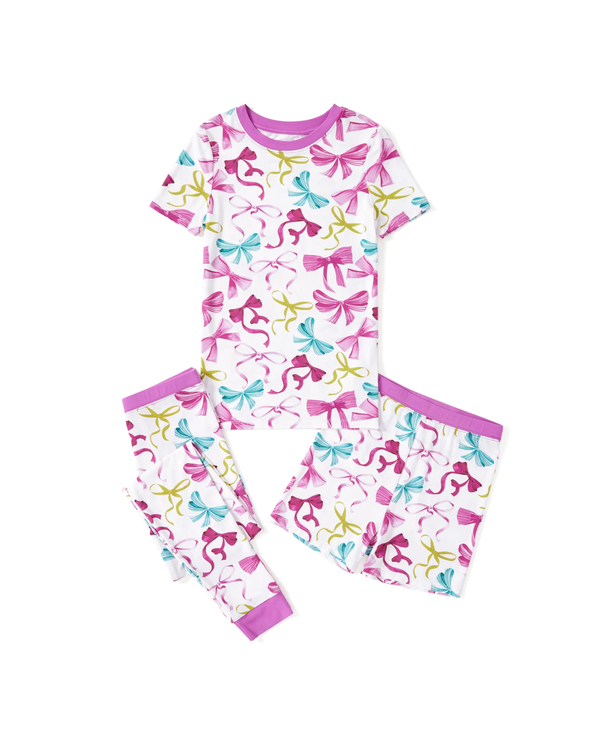 Toddler / Kids Christmas / Halloween Pajamas 3-Piece Bamboo Pajama Set 2-in-1 Look for 4 Seasons (Snug-Fitting) Pink - Image 7
