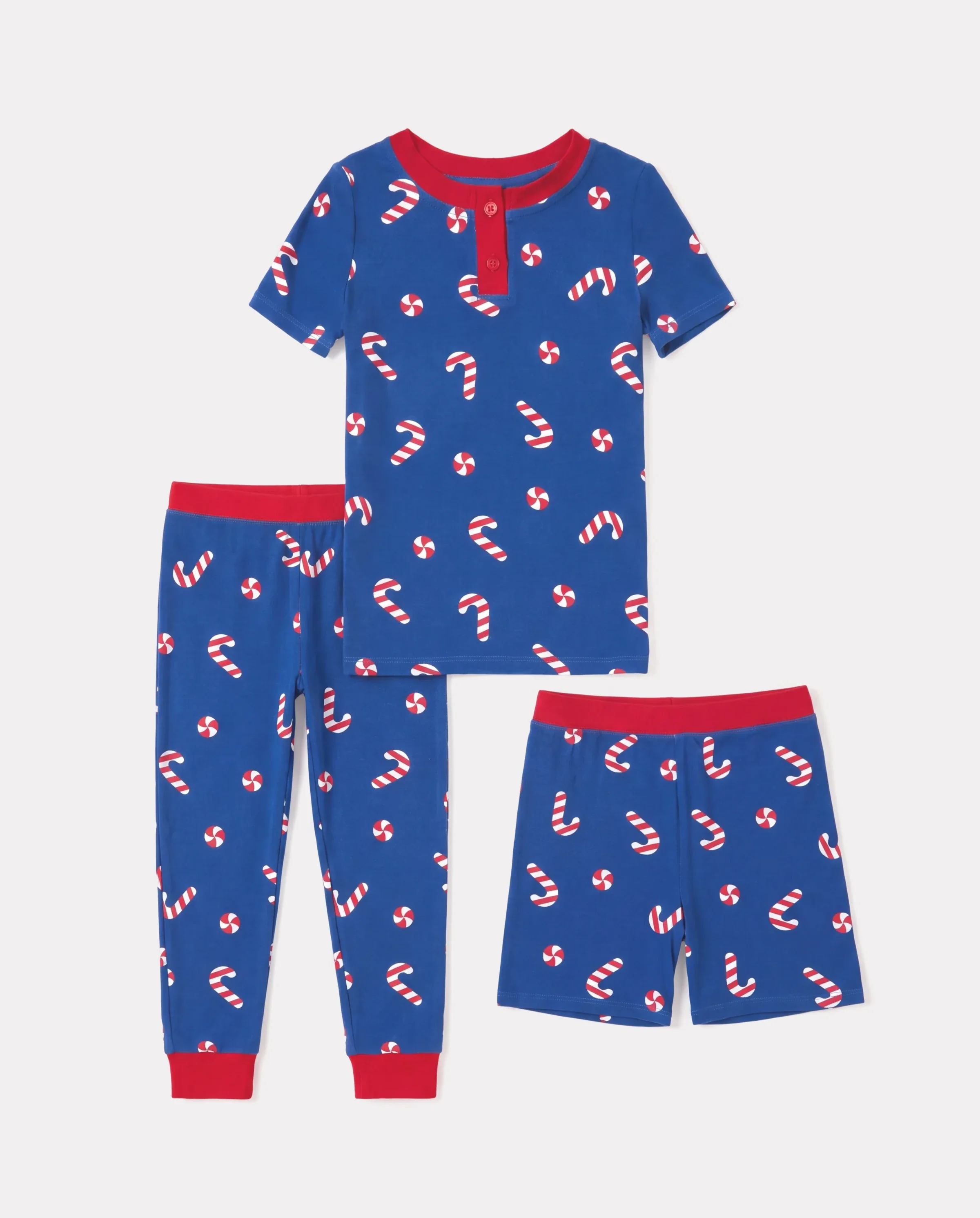 Toddler / Kids Christmas / Halloween PJS for Boys 3-Piece Bamboo Pajama Set 2-in-1 Look for 4 Seasons (Snug-Fitting) Deep Blue - Image 6