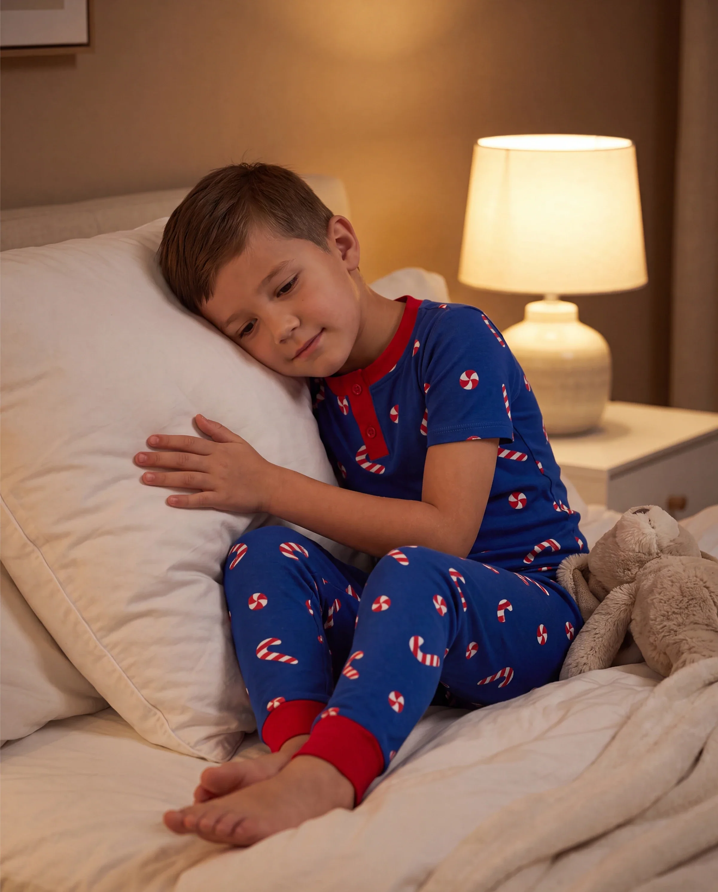 Toddler / Kids Christmas / Halloween PJS for Boys 3-Piece Bamboo Pajama Set 2-in-1 Look for 4 Seasons (Snug-Fitting) Deep Blue - Image 7