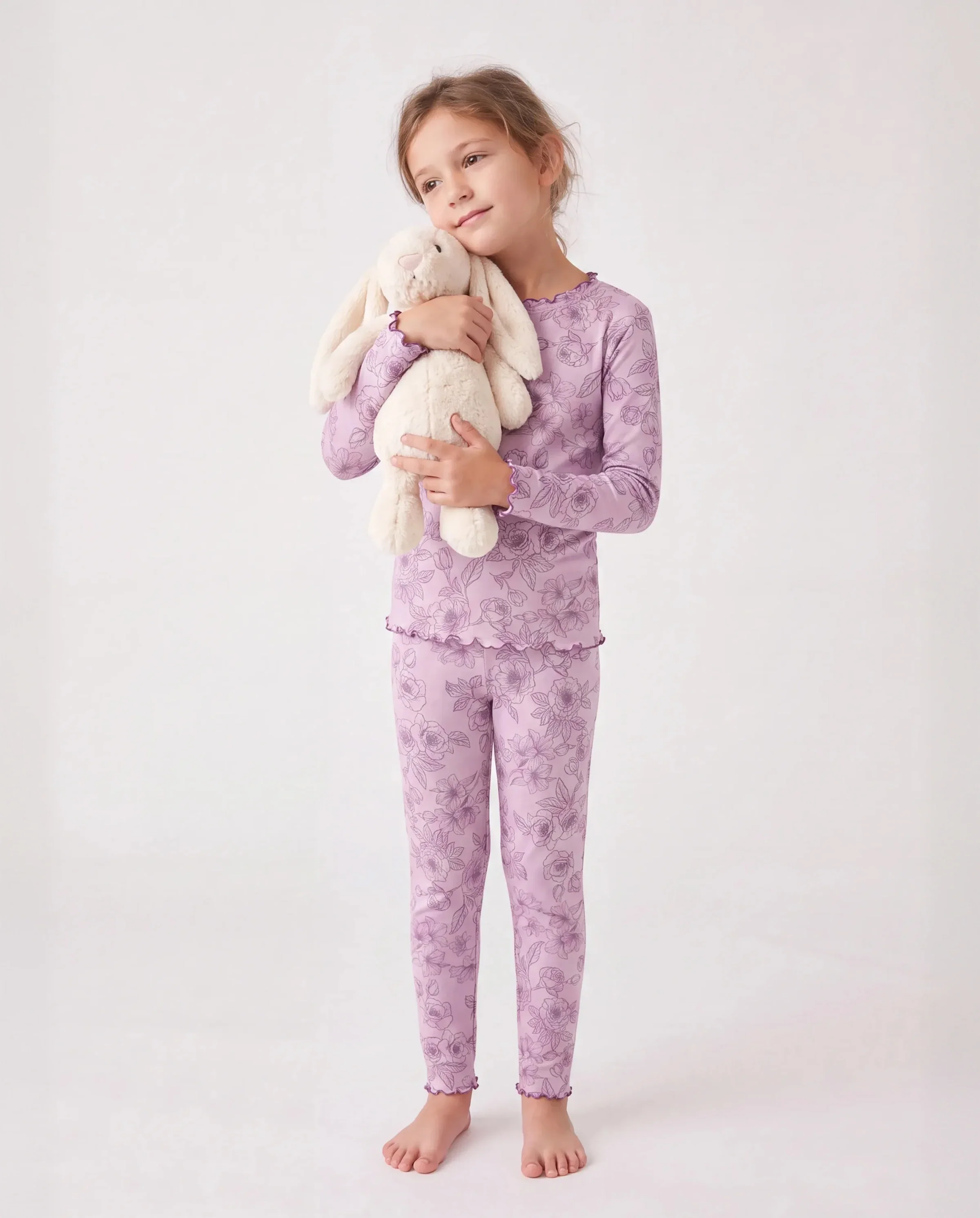 Toddler / Kids Pajamas 2-piece Pajama Set with Soft Tencel Lyocell Wool Blend (Snug-Fitting ) Pink - Image 2