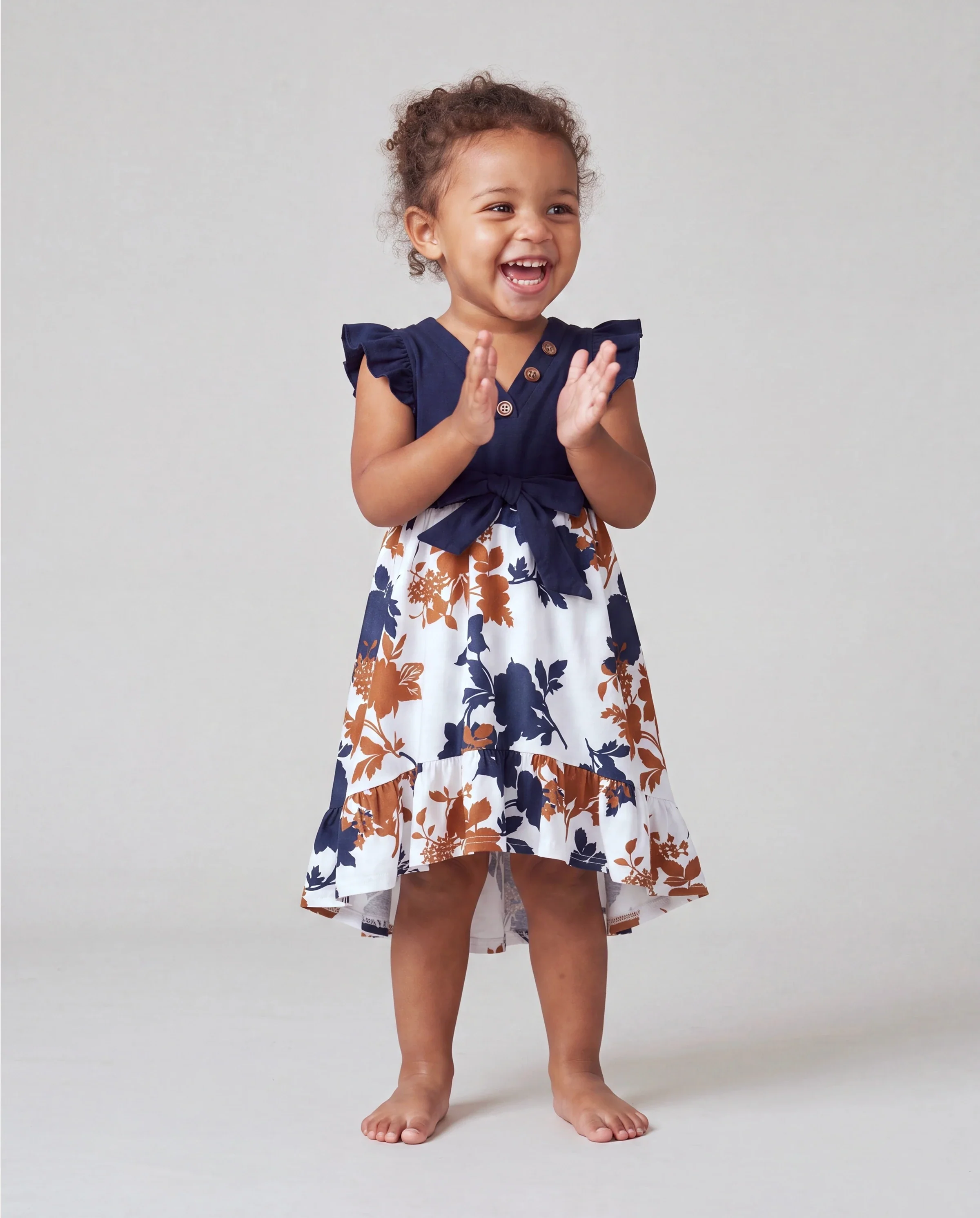 Toddler/Kid Girl Floral Dress Fabric Stitching royalblue - Image 2