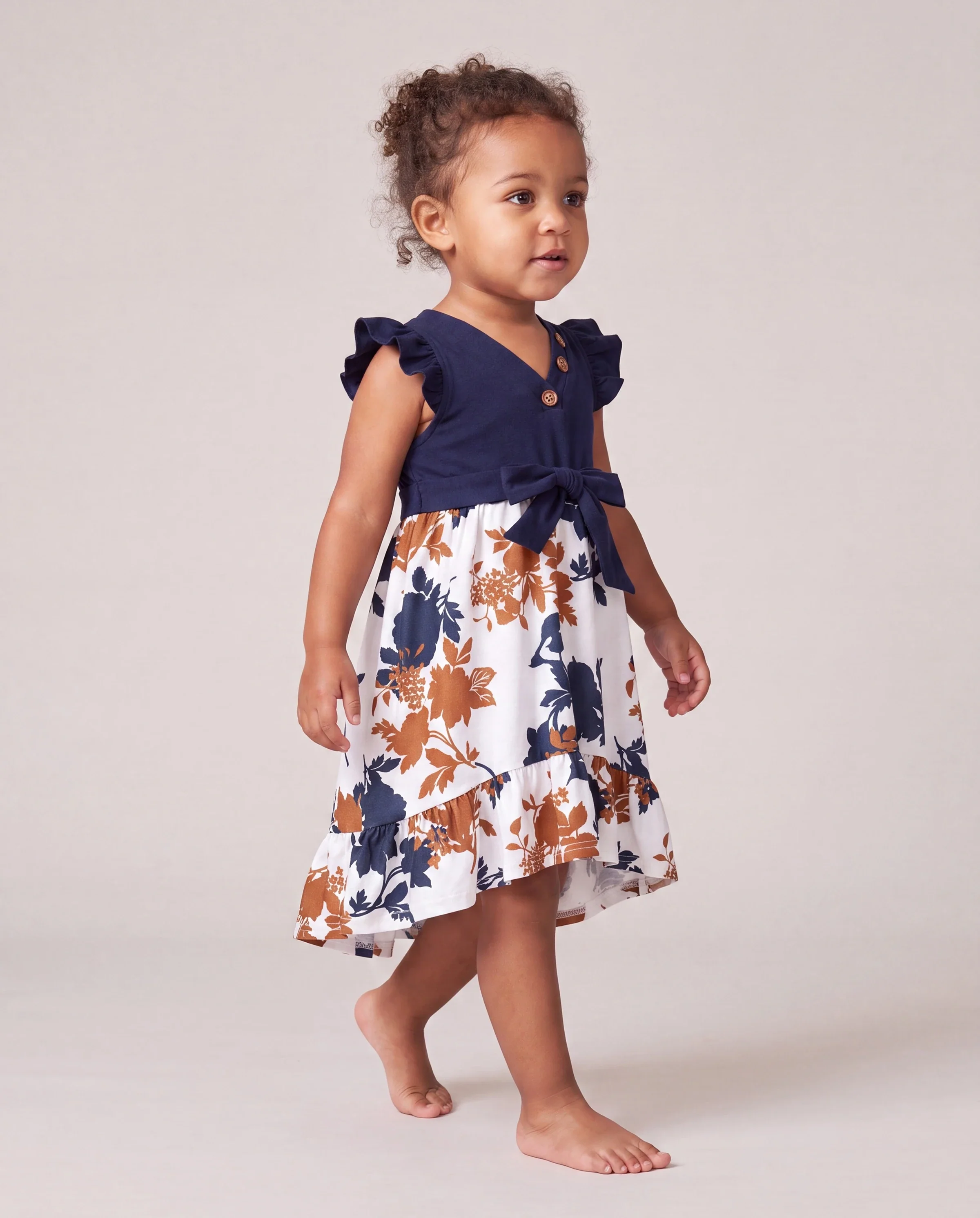 Toddler/Kid Girl Floral Dress Fabric Stitching royalblue - Image 3