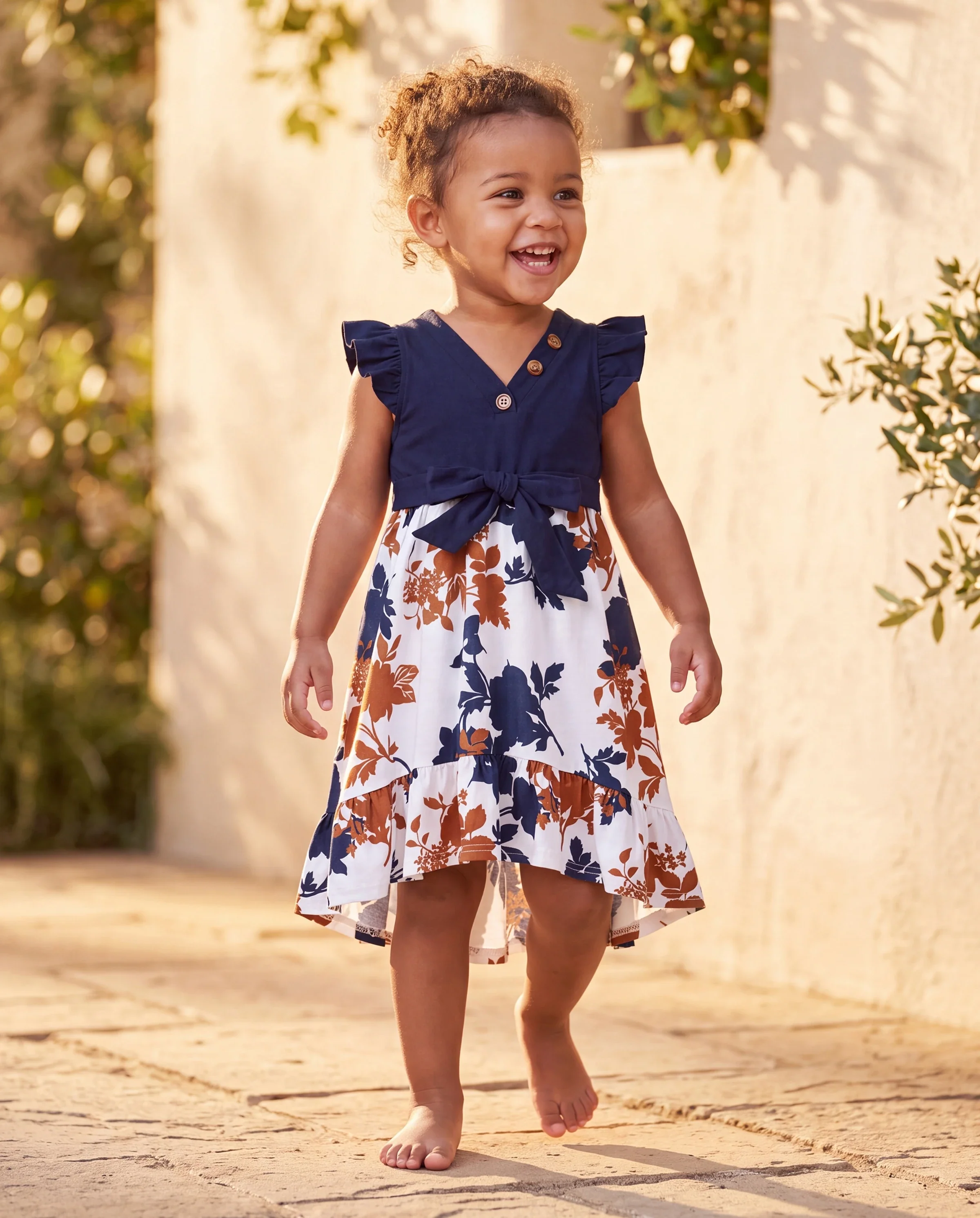 Toddler/Kid Girl Floral Dress Fabric Stitching royalblue - Image 8