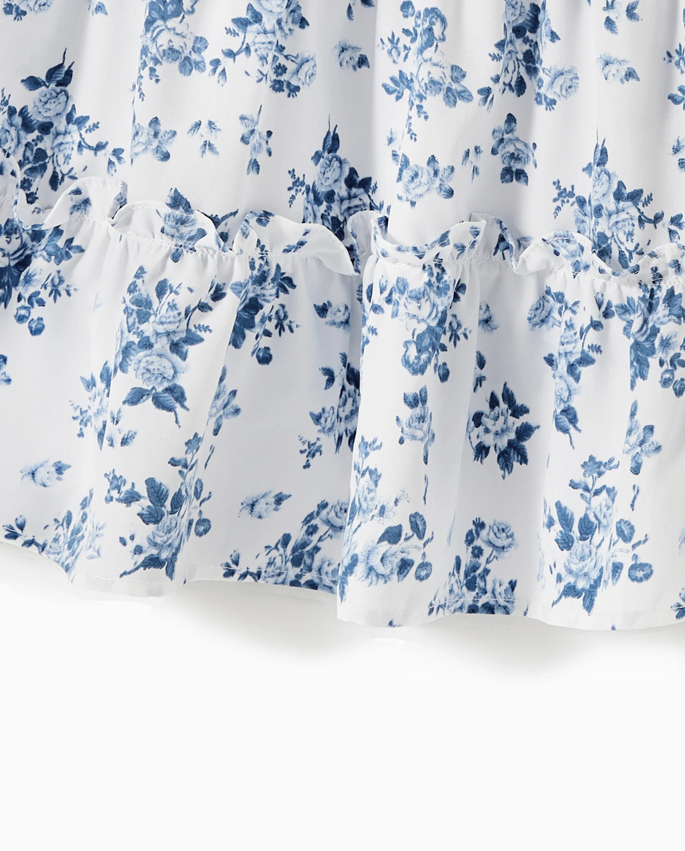 Toddler/Kid Girl Floral Smocking Shirred Casual Dress BLUEWHITE - Image 6