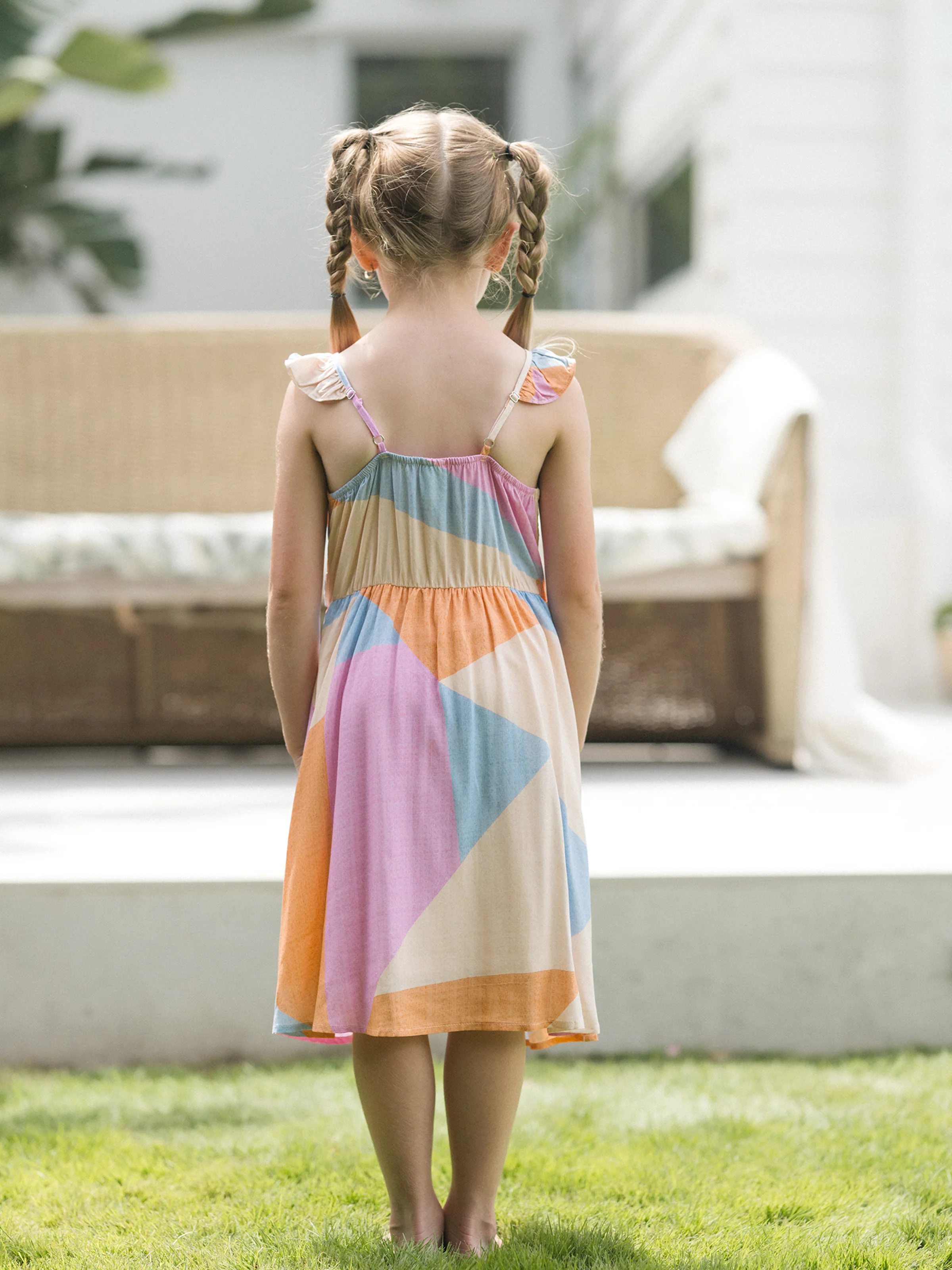 Toddler/Kid Girl Colorblock Sleeveless Strappy Dress Multi-color - Image 3