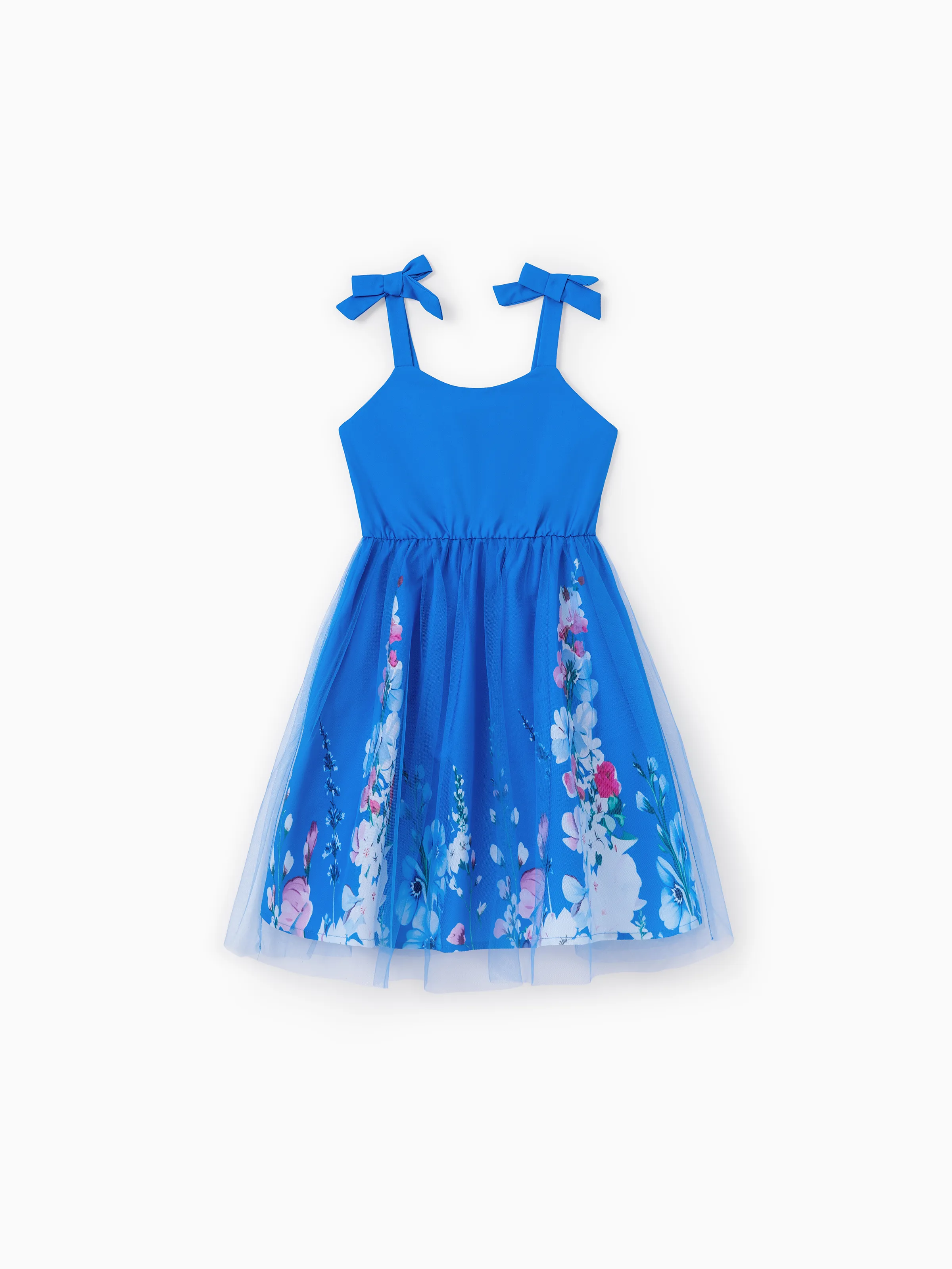 Toddler/Kid Girl Outfits Set Floral Sleeveless Dress or Short-sleeve T-shirt Blue