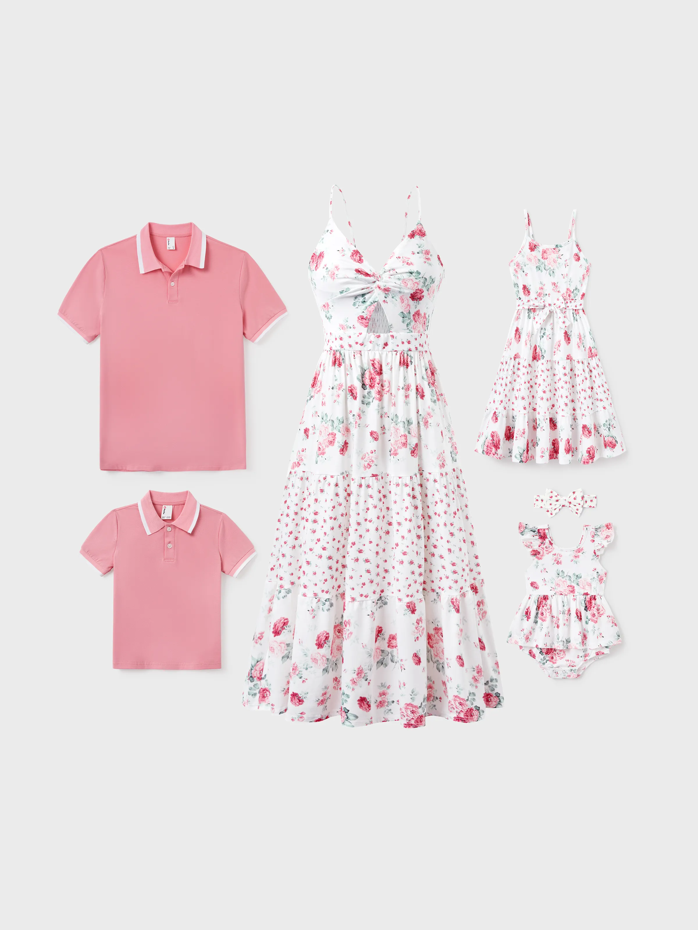 Toddler/Kid Girl Flower Print Hollow out Knot Dress Pink - Image 2