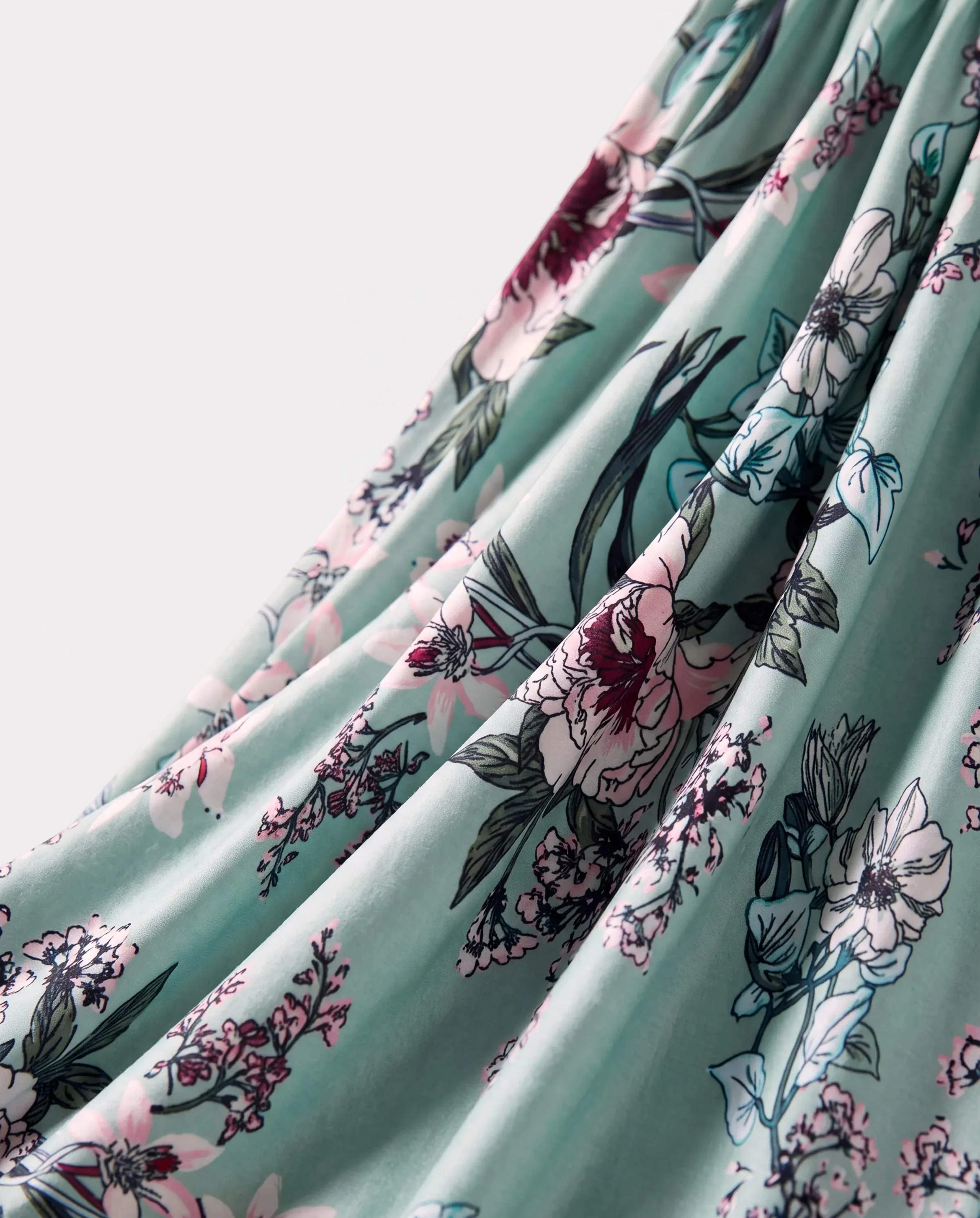 Toddler/Kid Girl Sets Flora Print Strap Belted Dress Light Green - Image 4