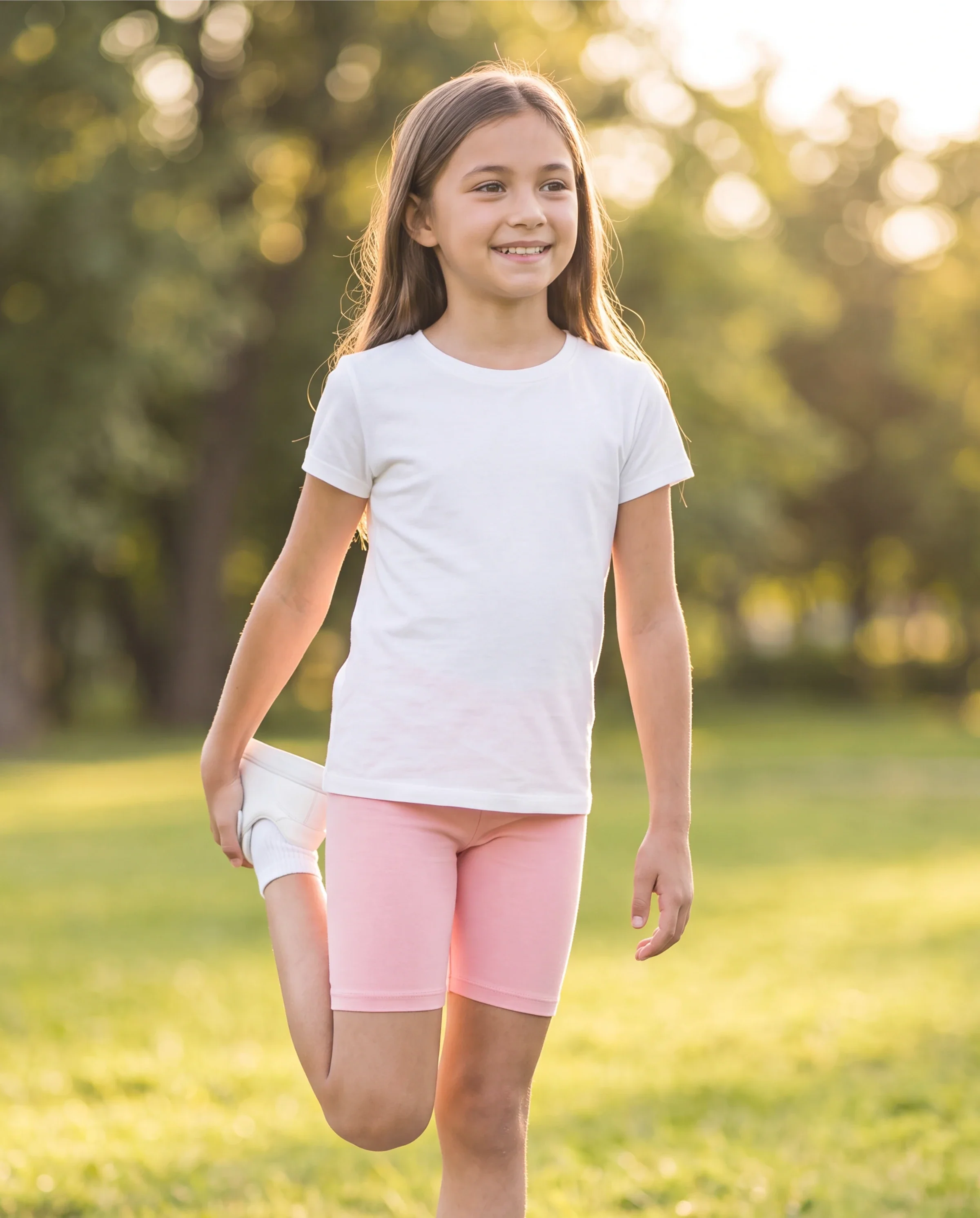 Toddler/Kid Girl Solid Color Cotton Leggings Shorts Pink - Image 6