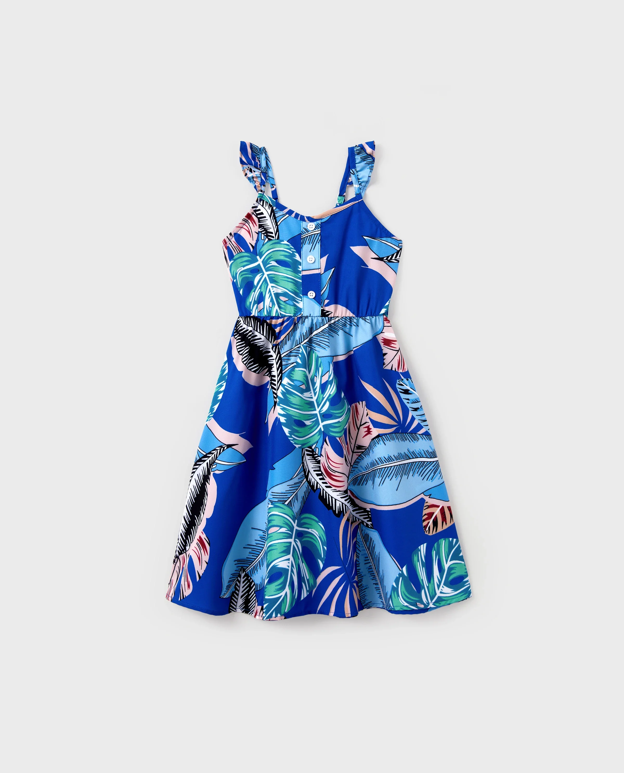 Toddler/Kid Girl Tropical Dress – Blue Floral Print, Perfect for Summer Vacations and Family Photos Blue - Image 7