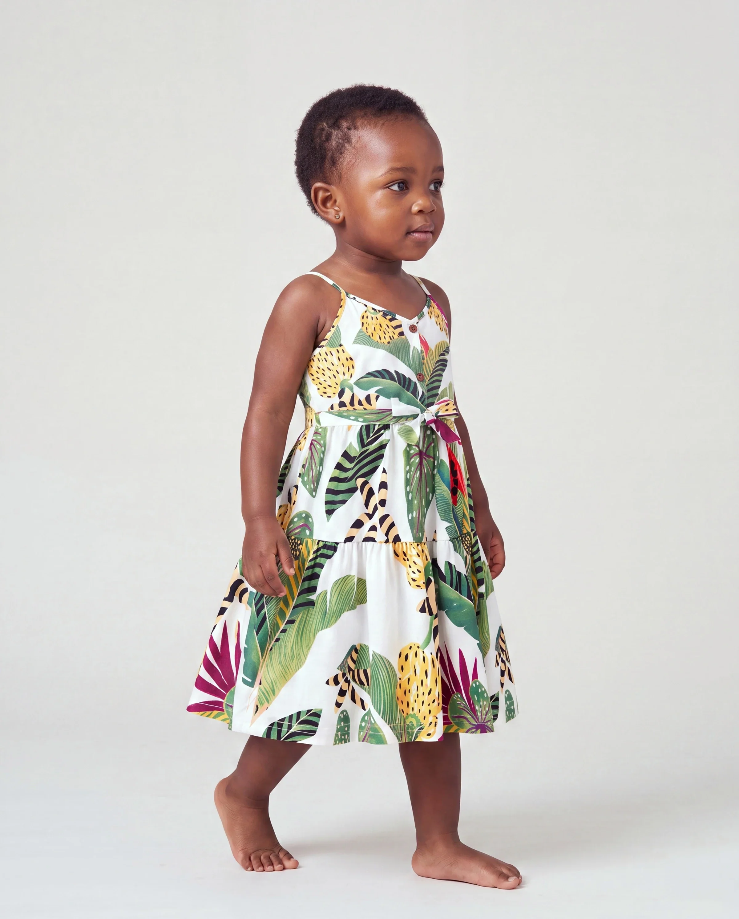 Toddler/Kid Girl Tropical Floral Print Camisole Knot Dress Multi-color - Image 3
