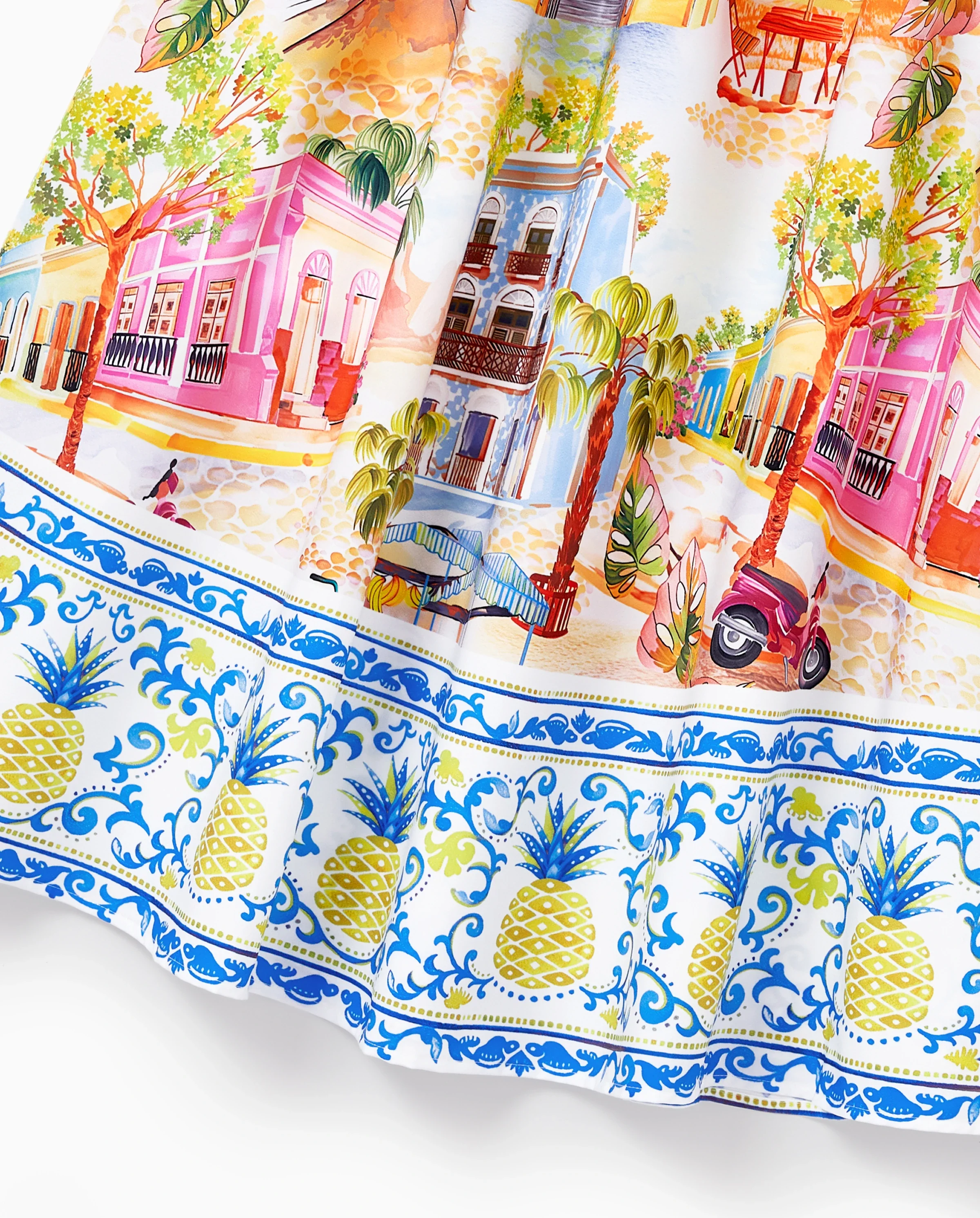 Toddler/Kid Girl Vacation Tropical Pineapple Coconut Tree Print Hollow out Strap Dress for Summer Vacation  White - Image 4