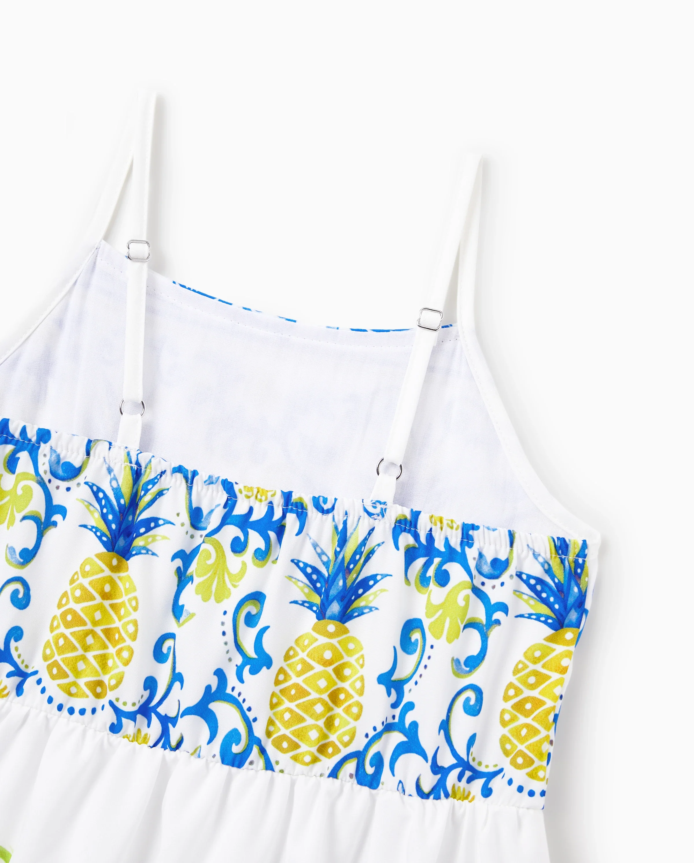 Toddler/Kid Girl Vacation Tropical Pineapple Coconut Tree Print Hollow out Strap Dress for Summer Vacation  White - Image 5